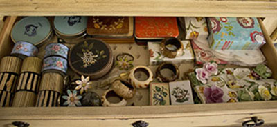 open drawer with things