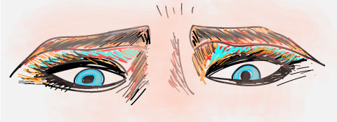 terrified eyes of a make