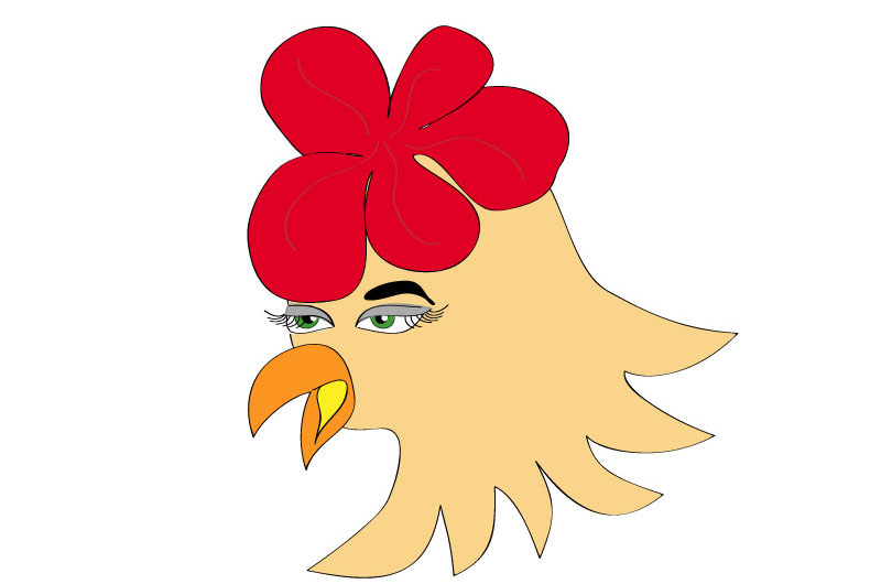  a chicken head with a baboon look