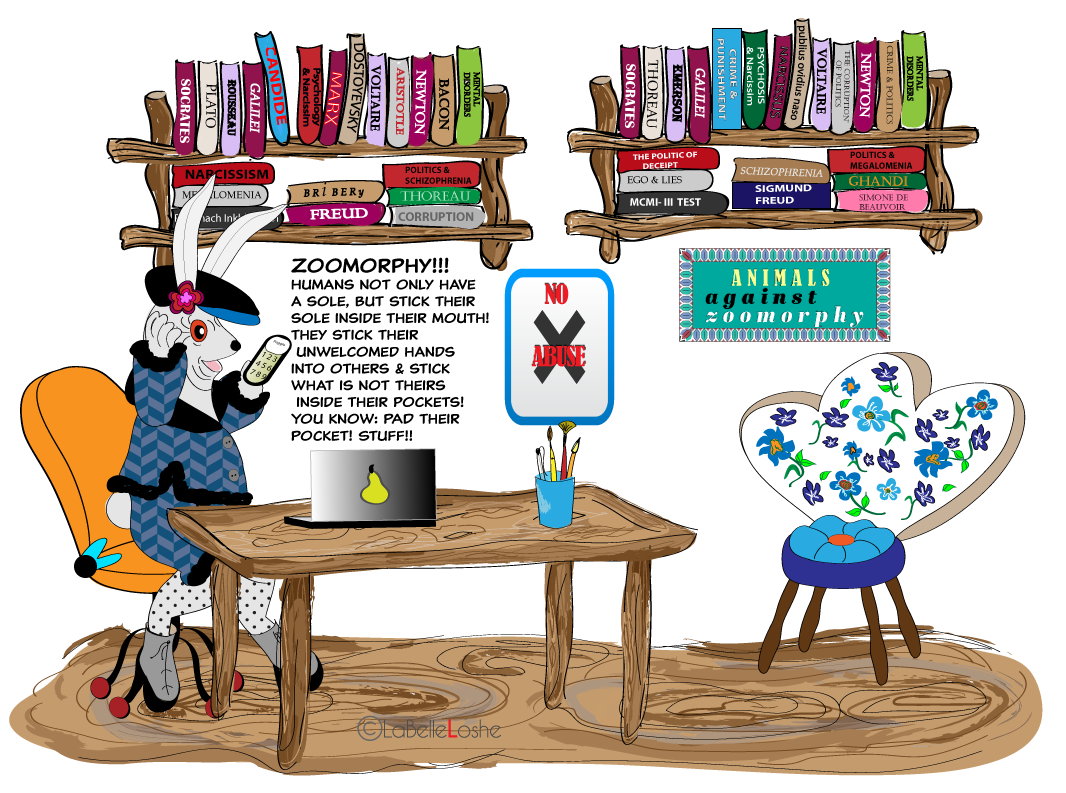 Ines the rabbit talking on her cellphone